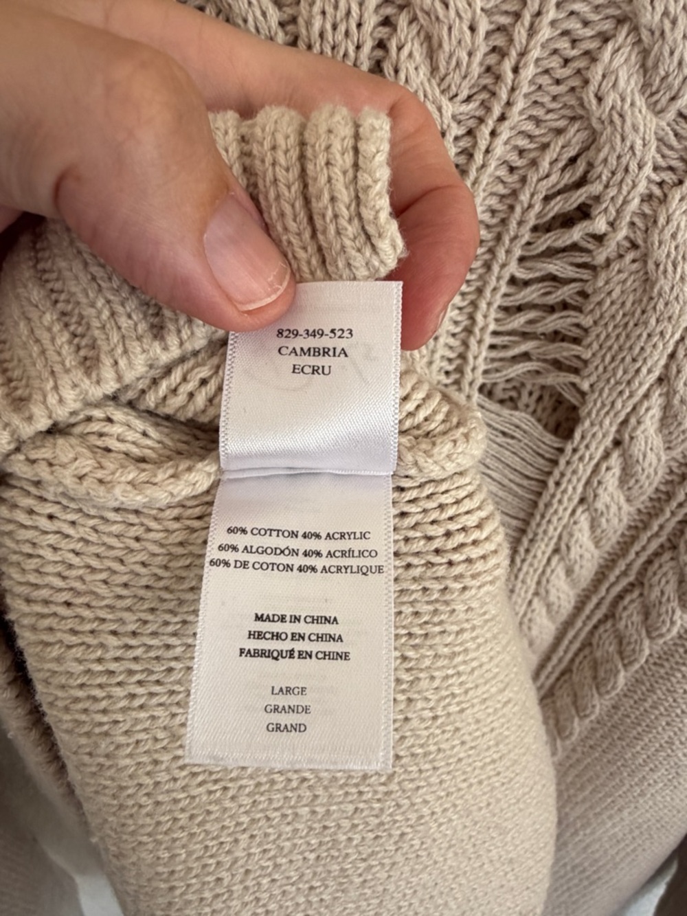 RAILS Cambria Sweater | Ecru | Size L - Picture 9 of 9